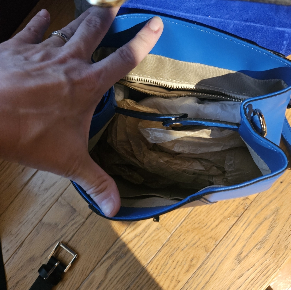 Viola Castellani Blue Italian Leather Mini Backpack Purse NWT - Picture 5 of 8